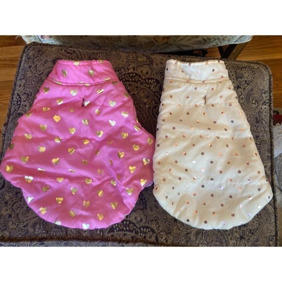 Lot of 3 Medium Dog coats excellent Pink, white, Fuzzy fits 15 to 25 pound - Picture 7 of 7